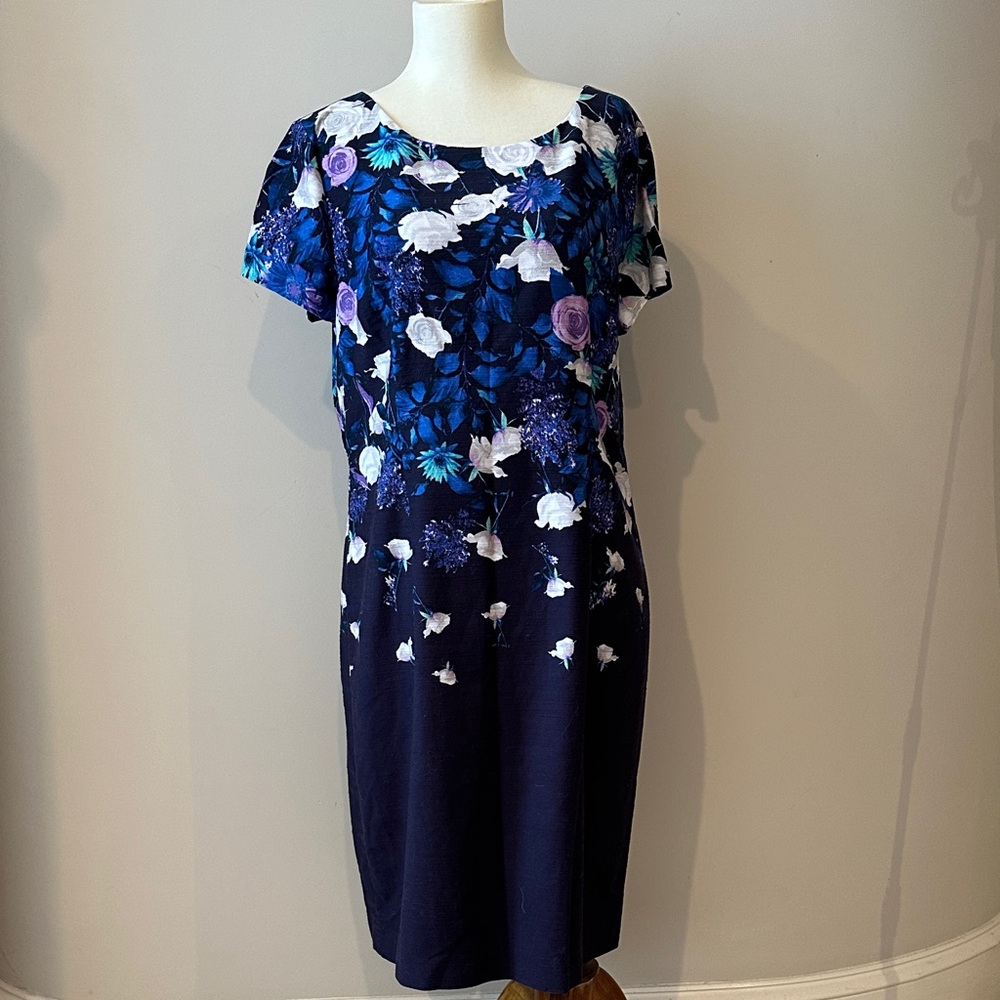 Talbots Floral Midi Dress-crew neck